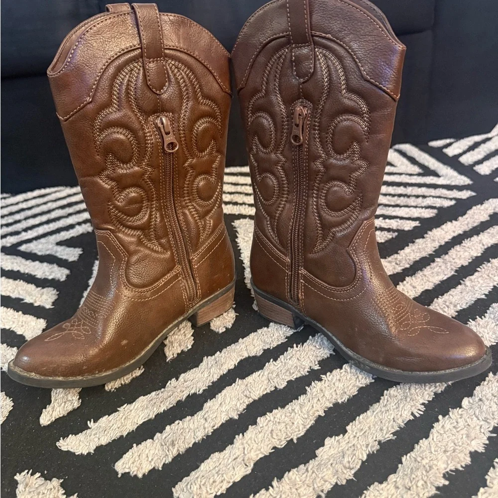 Cat & Jack Brown Kids Western Zip-Up Boots